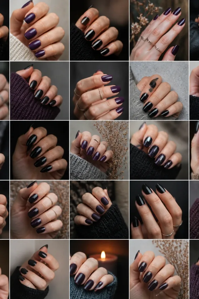 20 budget Dark Purple And Black Nails