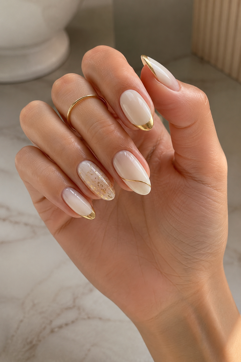 25 Gold And White Nails for a clean, polished look