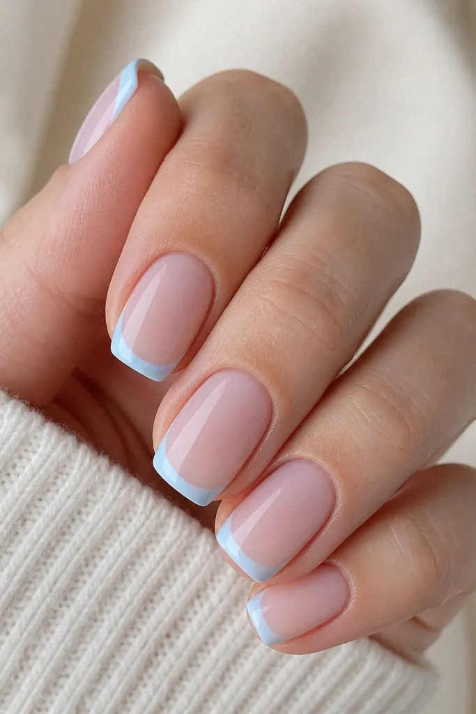 Light Blue French Tip Nails for Beginners